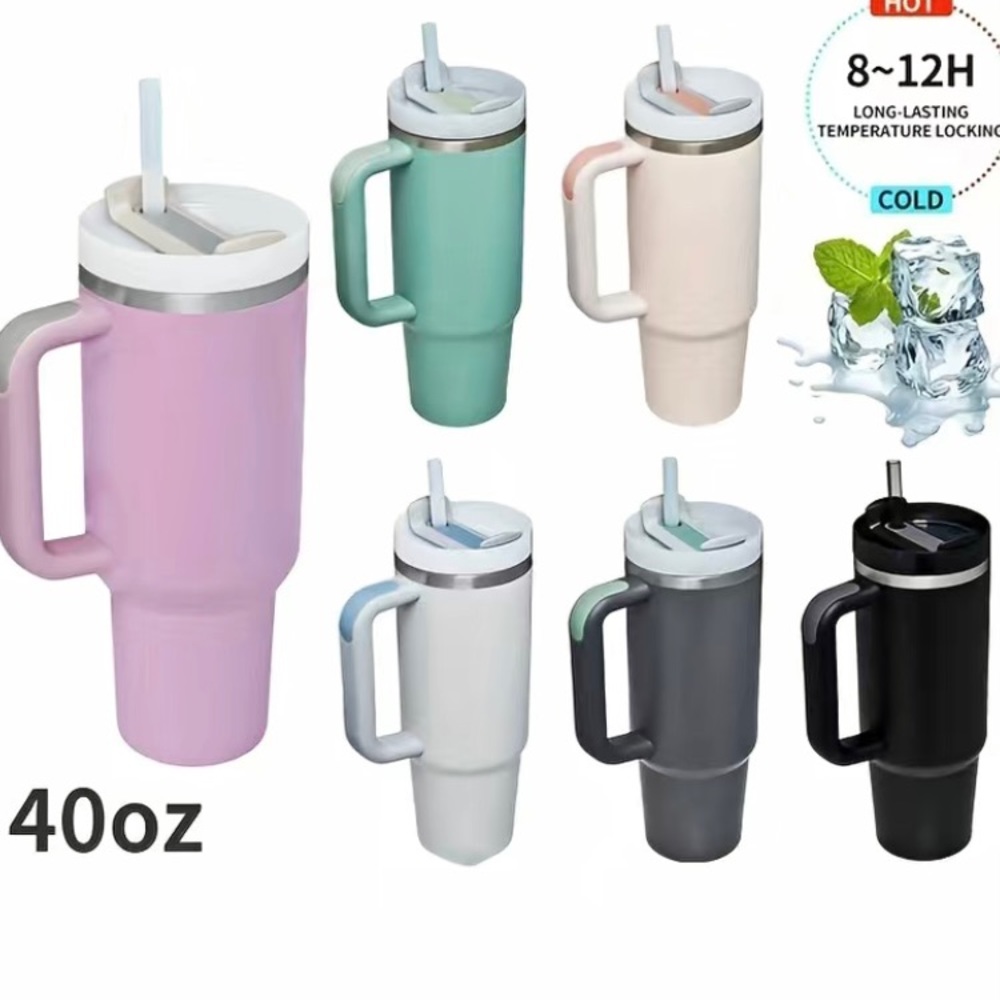 40oz Stanley Style Off White Insulated Stainless Steel Cup Tumbler Water NEW - Picture 2 of 6